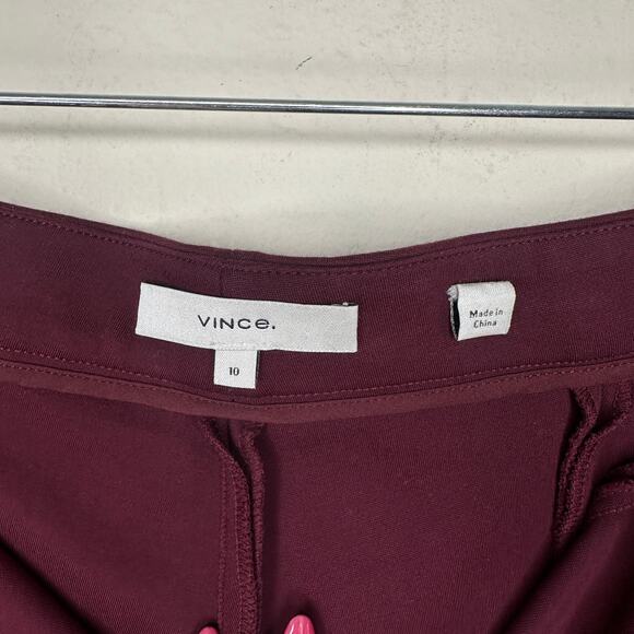 Vince Tapered Stove Pipe Pintuck Seamed Burgundy Ponte Knit Pants Trousers 10 - Picture 7 of 15